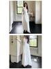 Women's Sexy White V-Neck Retro Lace Patchwork Long-Sleeve Dress - 2026 Early Spring Collection