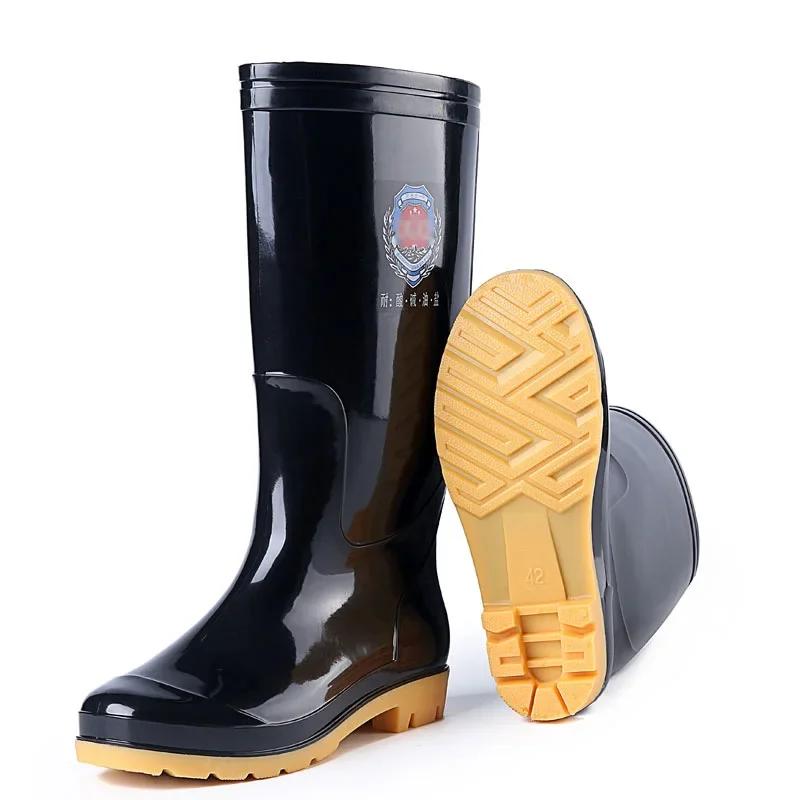 Men High Top Rain Boots Waterproof PVC Rubber Work Boots Non Slip Long Drum Protective Footwear for Outdoor Labor