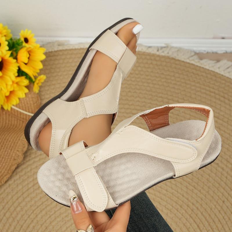 Fashion 2025 Summer Hot Sale Women's Open Toe Sandals Round Toe Sewing Flat with Comfortable Sandals for Outdoor Plus Size Casual Light
