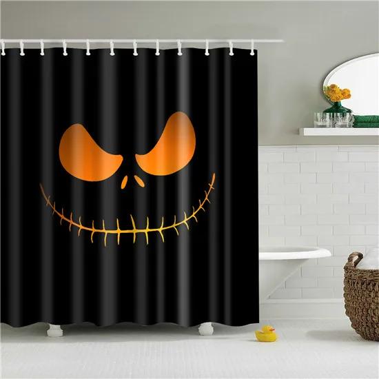 Happy Halloween Witch Pumpkin Decorative Shower Curtain Fabric Waterproof Polyester 180X180Cm For Bathroom Curtain