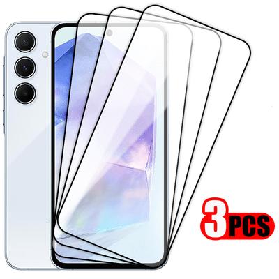 3PCS Full Scren Tempered Glass Screen Protector For Samsung Galaxy A55 A35 5G A23 A12 A05 A05S A04 A04S A04E A14 A24 4G A34 A54 5G M14 M34 M15 M35 M55