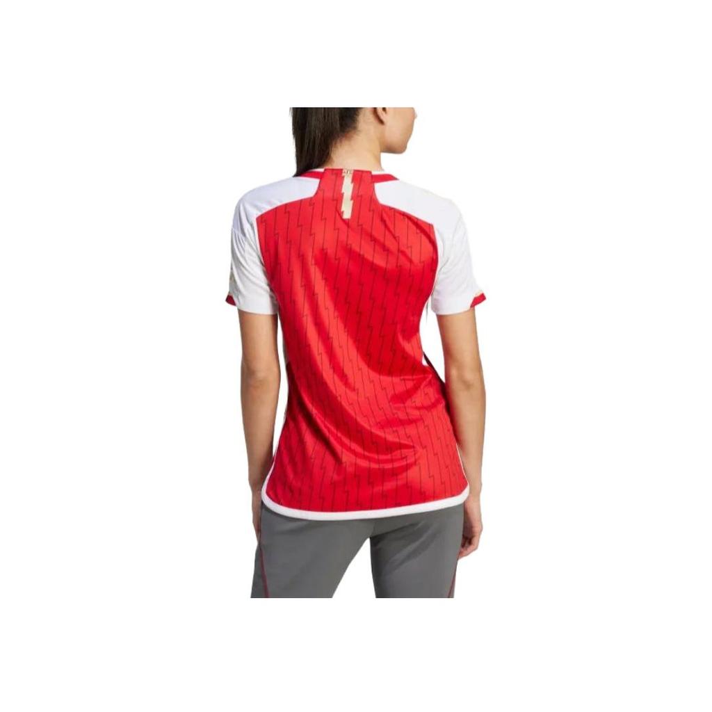 Adidas Color Block Round Neck Letter Brand Logo Printed Short Sleeve Football Jersey Women jersey Red HZ2086