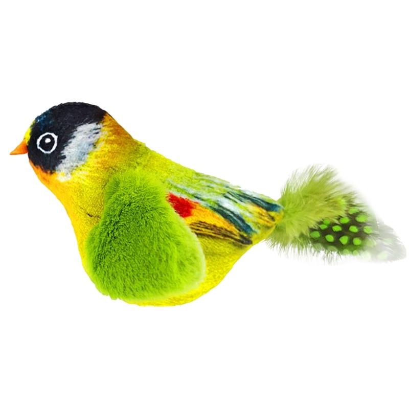 Y3NA Indoor Birds Toy Plush Cats Chasing Toy with Realistic Bird Sounds