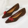 Women Flower Flocks Casual Shoes Pointed Toe Shallow Mouth Single Shoes Outdoor Office Flats Driving Walking Shoes Size 35-43