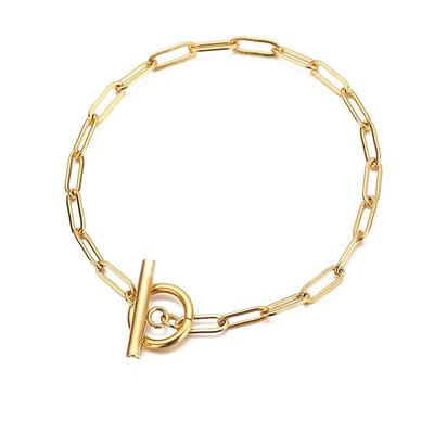 European-American Stainless Steel Paperclip Chain Bracelet with OT Clasp