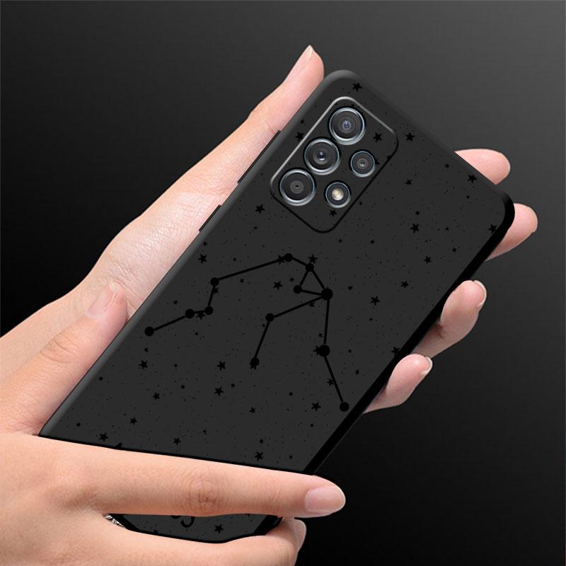 Custodia Dodici Costellazioni Per Samsung Galaxy A52 A12 A32 A51 A21s A71 A13 A53 A22 A31 A72 A03 A02s A41 Guscio Nero per Telefono