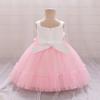 Baby Pink Flower Girl Dresses Toddler Tulle 1st Birthday Party Wedding Gown Bow Bridemaid Princess Prom Dress for Girls Costumes