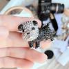 Fashionable Black & White Rhinestone Puppy Brooch for Women's Coat or Suit