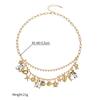 Ocean Series Geometric Double-Layer Tassel Necklace Stainless Steel Link 18K Gold Luxury High-End Niche Women Trendy