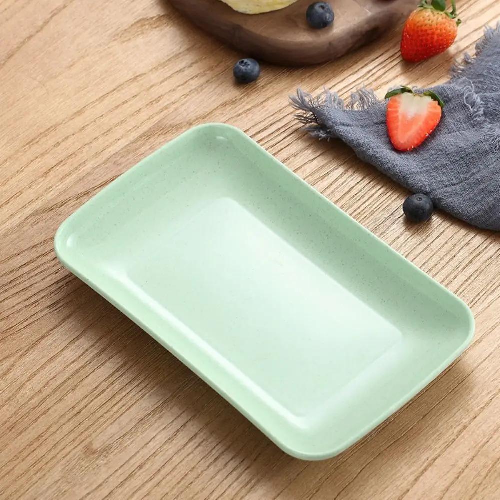 New Tableware Plastic Snack Plate Wheat Straw Reusable Square Tray Lightweight Durable Table Trash Tray