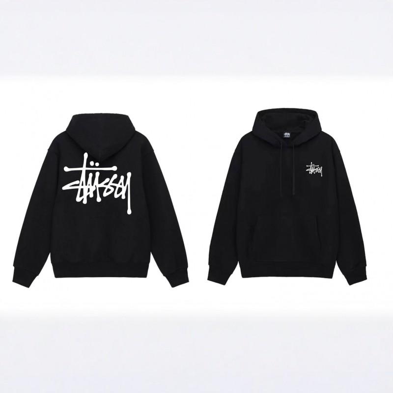 American Style Basic Hooded Sweatshirt Black 8 Print Loose Fit Men Women Casual Outerwear