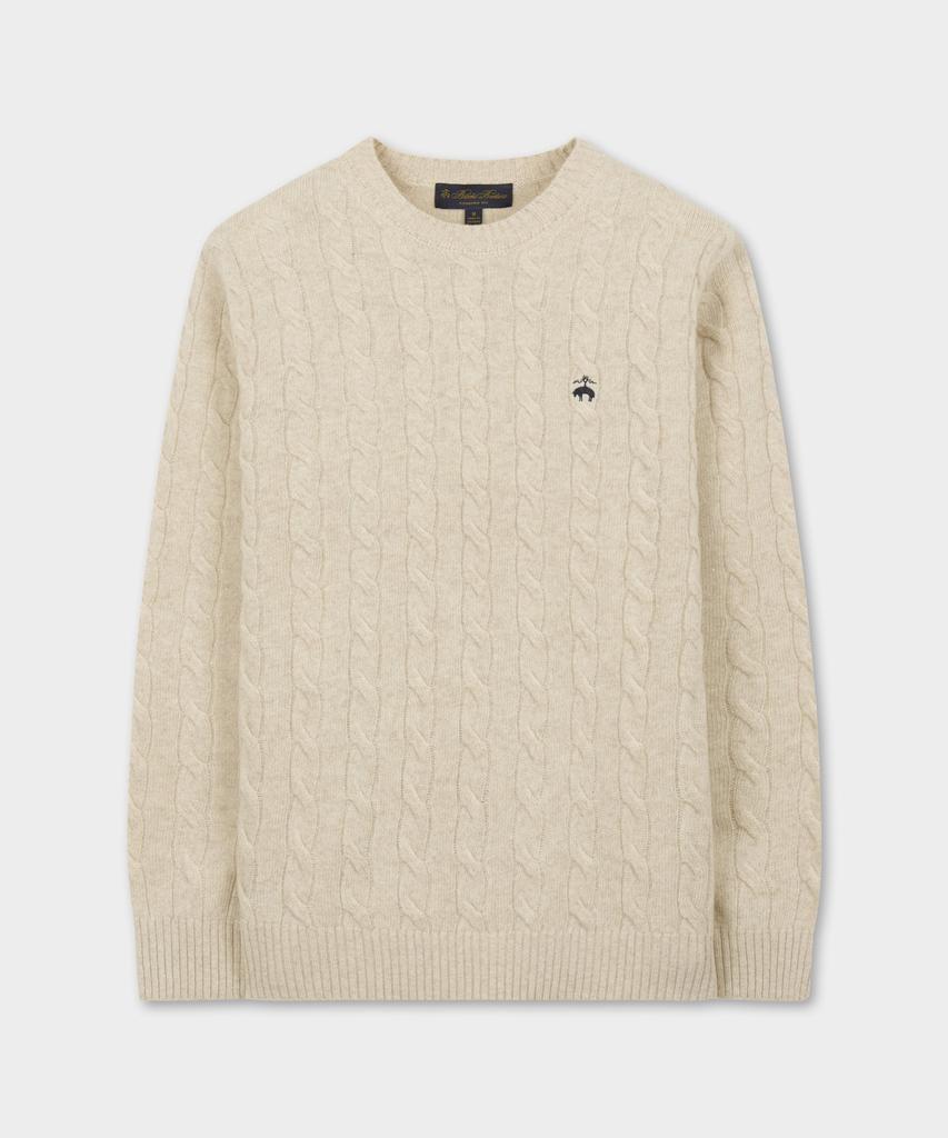 BROOKS BROTHERS Wool Cable Sweater (Ivory) (Bbwrmbf401)