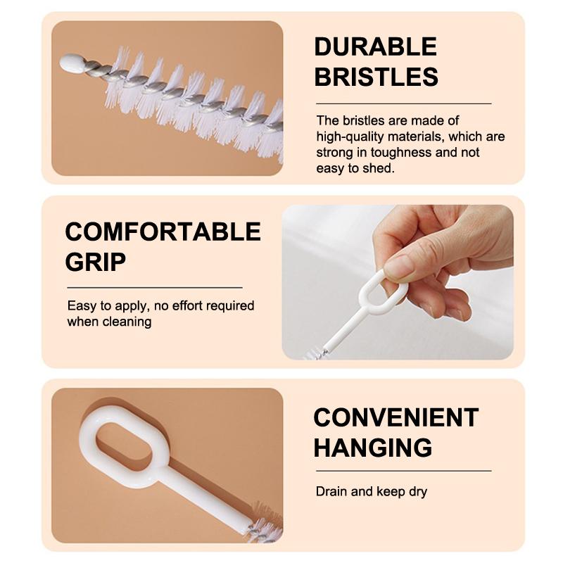 1/4Pcs Straw Cleaner Brush 4 Diameters Full Coverage Bristles Extra Long Pipe Straw Cleaners Brush For Tumbler Sippy Cup Kettle