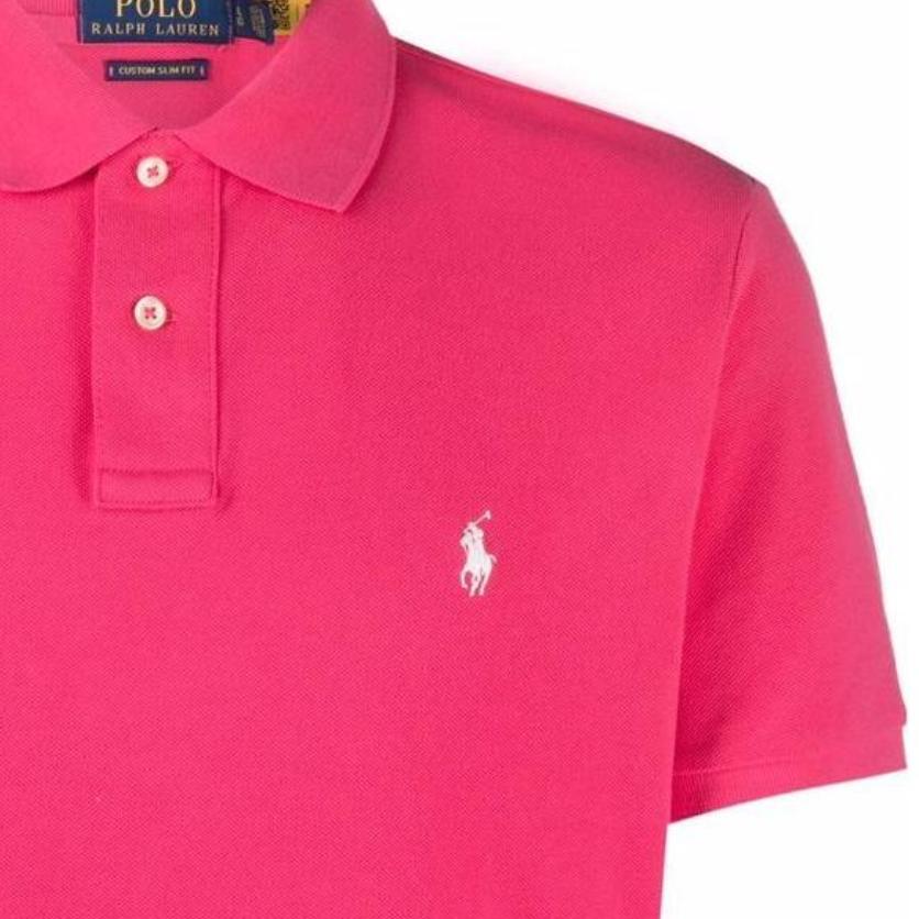 Polo Ralph Lauren SS22 Solid Pique Embroidered Short Sleeve Polo Shirt Men tops Pink 710782592-007