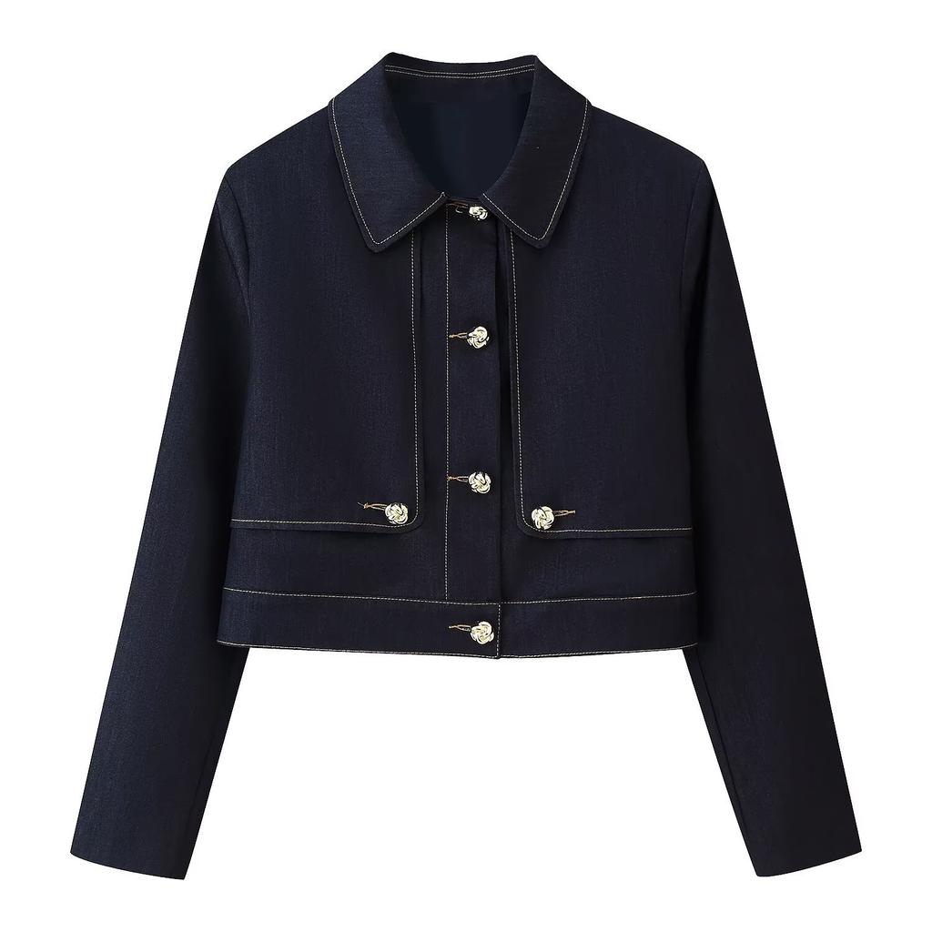 European and American Style, New Women's Clothing, Foreign Style, Versatile Color Contrast, Short Jacket, Straight Prismatic Pants