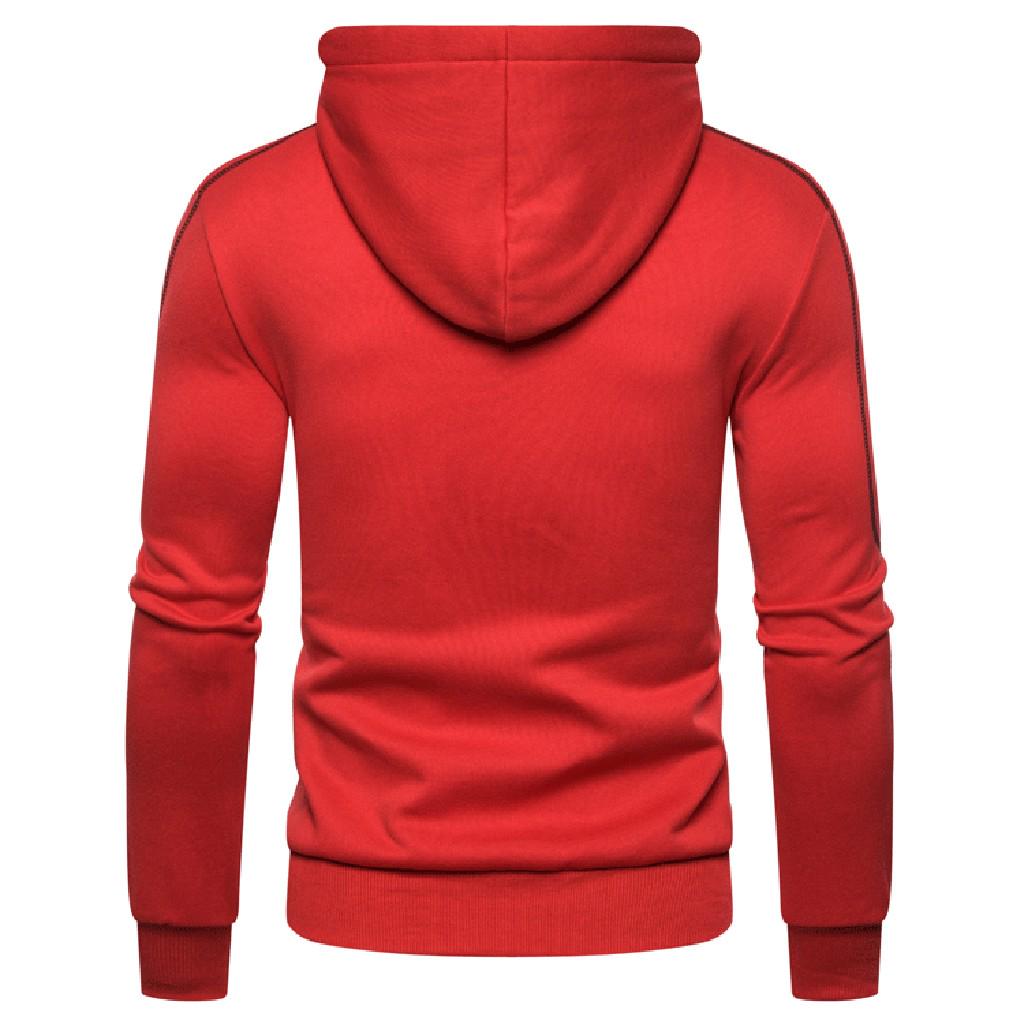Men Autum Winter Long Sleeve Hooded Sweatshirt Zipper Outwear Tops Blouse