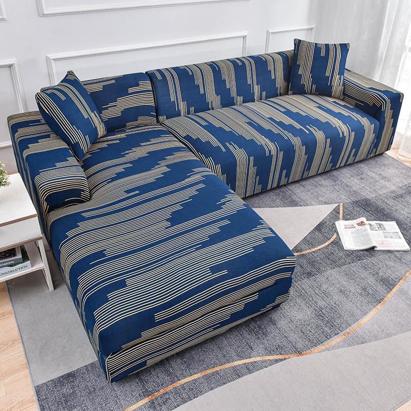 Stretch Sofa Überwurf Sofabezug Spandex Rutschfest, mit elastischem Saum für L-Form Ecksofas, Ideal für Kinder und Haustiere