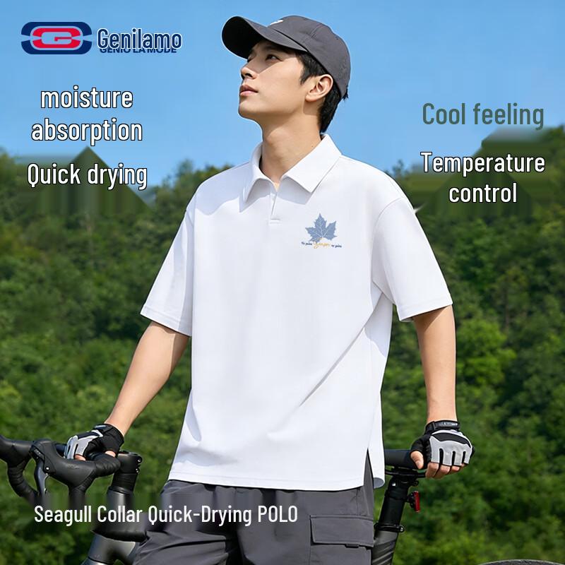 GENIOLAMODE Men s Quick-Dry Ice Silk Polo Shirt M