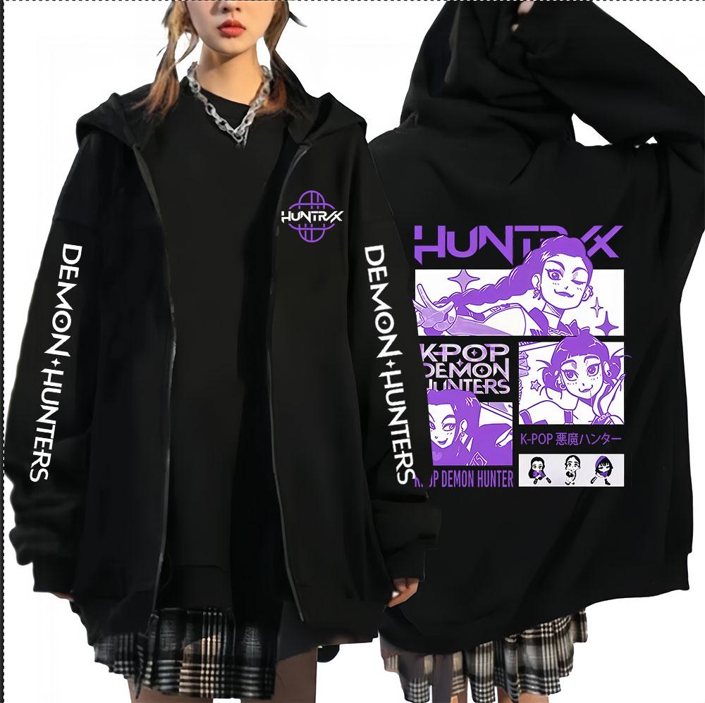 K-pop Saja Boys Demon Hunters Movie Zip Up Hoodie Men Women Harajuku High Quality Fans Gift Oversized Zipper Hoodies Jacket