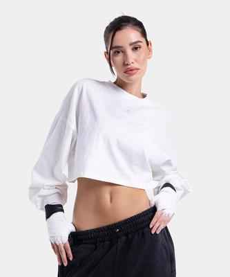 BOXRAW Strike Oversized Crop Long Sleeve T-Shirt Bxrw-W-Osclst [White]