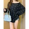 Women's Sheer Bow Print Long Sleeve Sun Protection Top - Spring/Summer Casual Cover-up