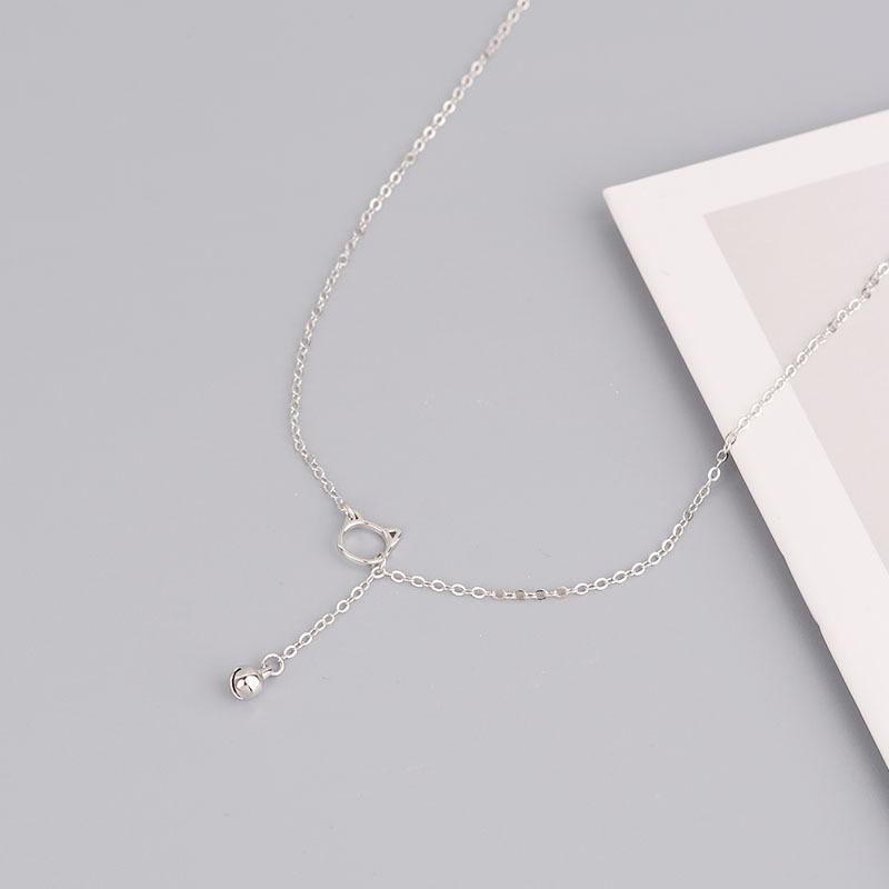 Einfaches Design Katze Halskette Weibliche Persönlichkeit Klein Frisch Niedlich Student Glocke Anhänger Schlüsselbein Kette Trend