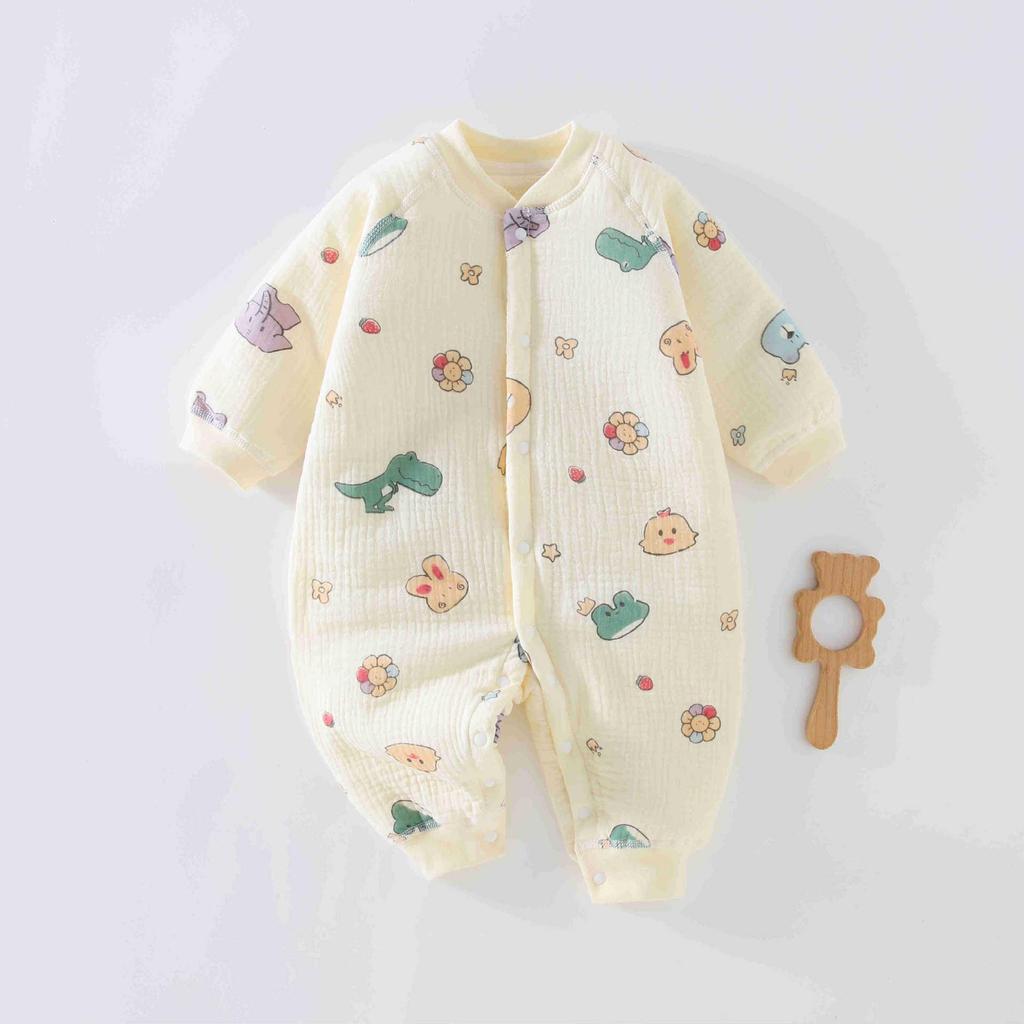 Pure Cotton Gauze Autumn/Winter Jumpsuit for Toddlers - Universal Newborn Warm Thin Cotton, Thickened Crawling Clothes