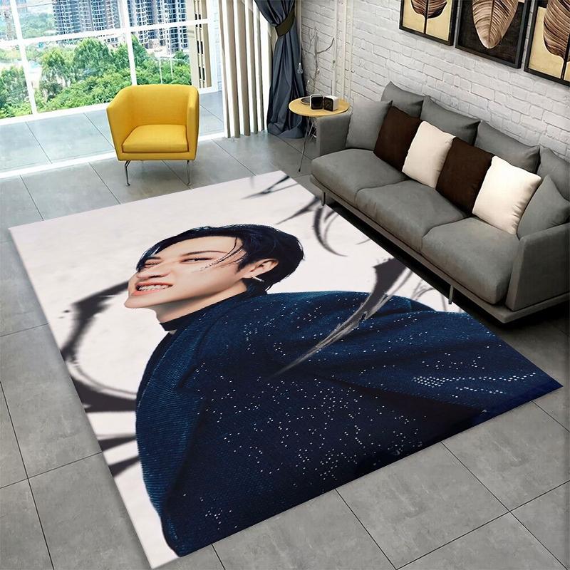 Moderne Kpop Bang Chan Stray Kids Rutschfeste Teppichmatte für Wohnzimmer, Schlafzimmer, Spielzimmer, Weicher Teppich Bodenmatte Heimdeko Teppich Geschenk