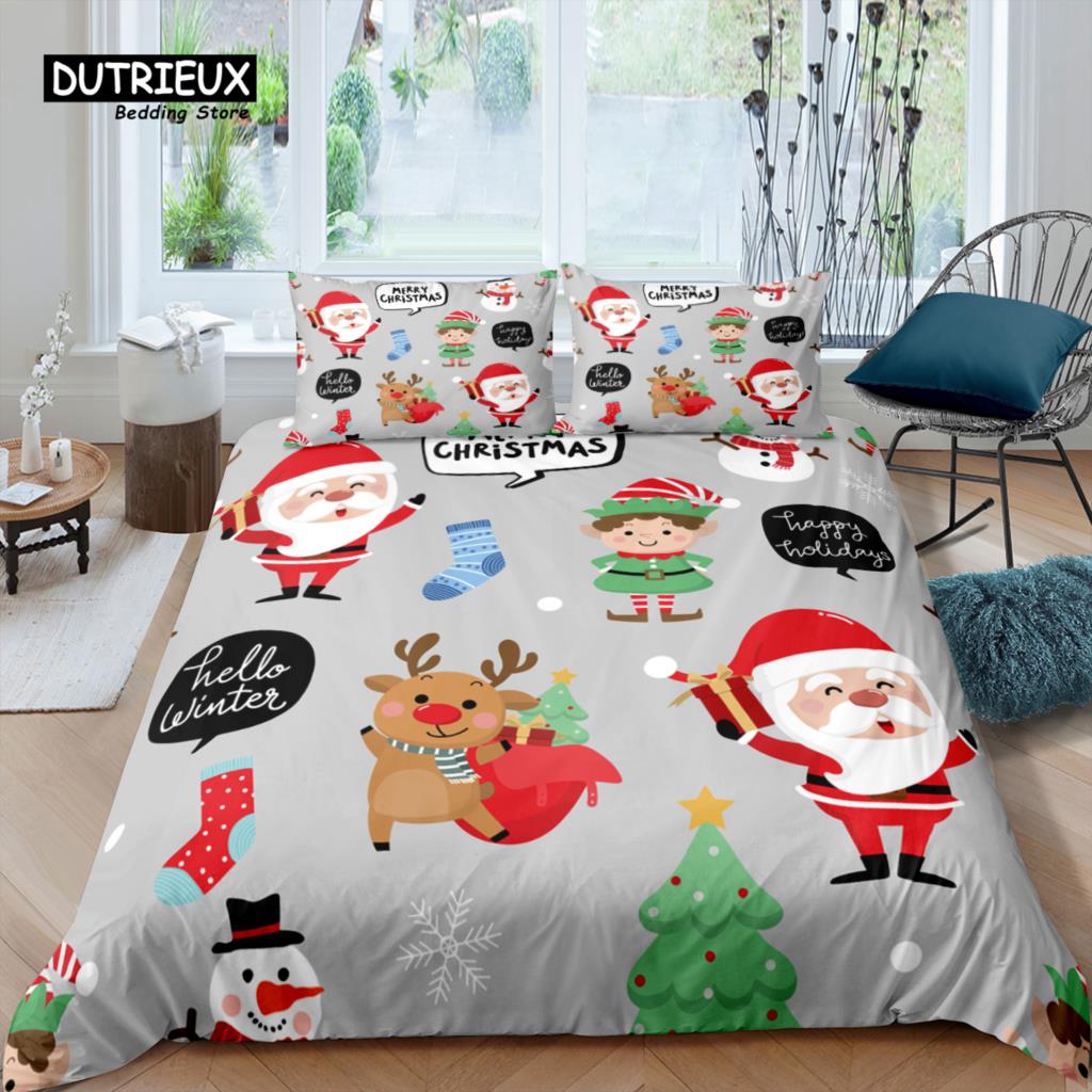 

Home Living Luxury 3D Santa Claus Bedding Set Duvet Cover Pillowcase Kids Bedding Set Queen and King EU/US/AU/UK Size EU single(135x200cm)