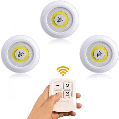 Lampe LED 3 W à intensité variable pour placard, chambre à coucher, placard, cuisine, télécommande sans fil