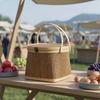 Round Top Square Bottom Basket Handwoven Antique Design Bamboo Container Woven Bamboo Basket with Lid for Holiday Gifts