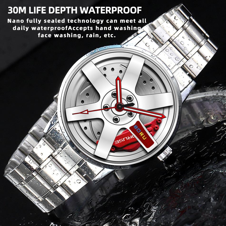 Casual Men's Watch Stainless Steel Watch Fashion Business Men's Watch Sports Watch Personality Watch Quartz Watch Car Hub Watch