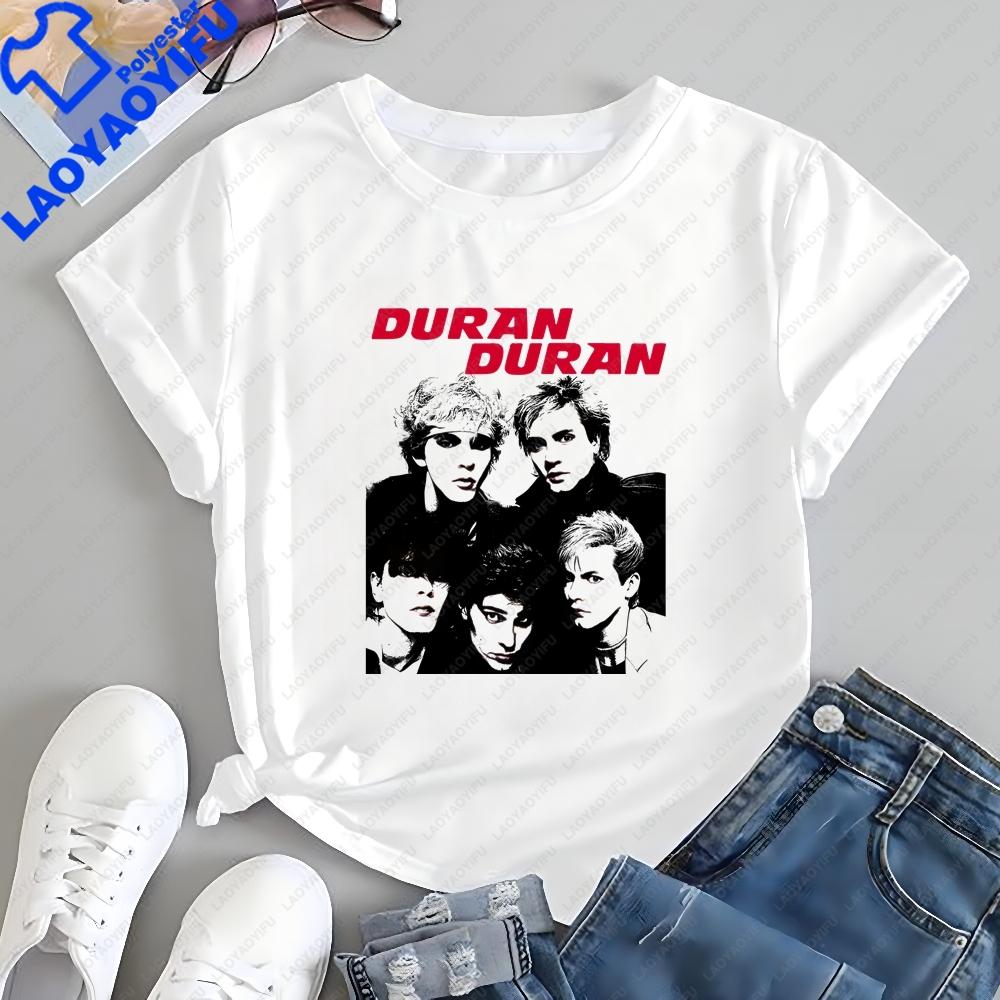 Retro Duran Duran Print Tshirt Unisex Streetwear Shortsleeved Shirt Suitable for Both Unisex and Unisex Large Size