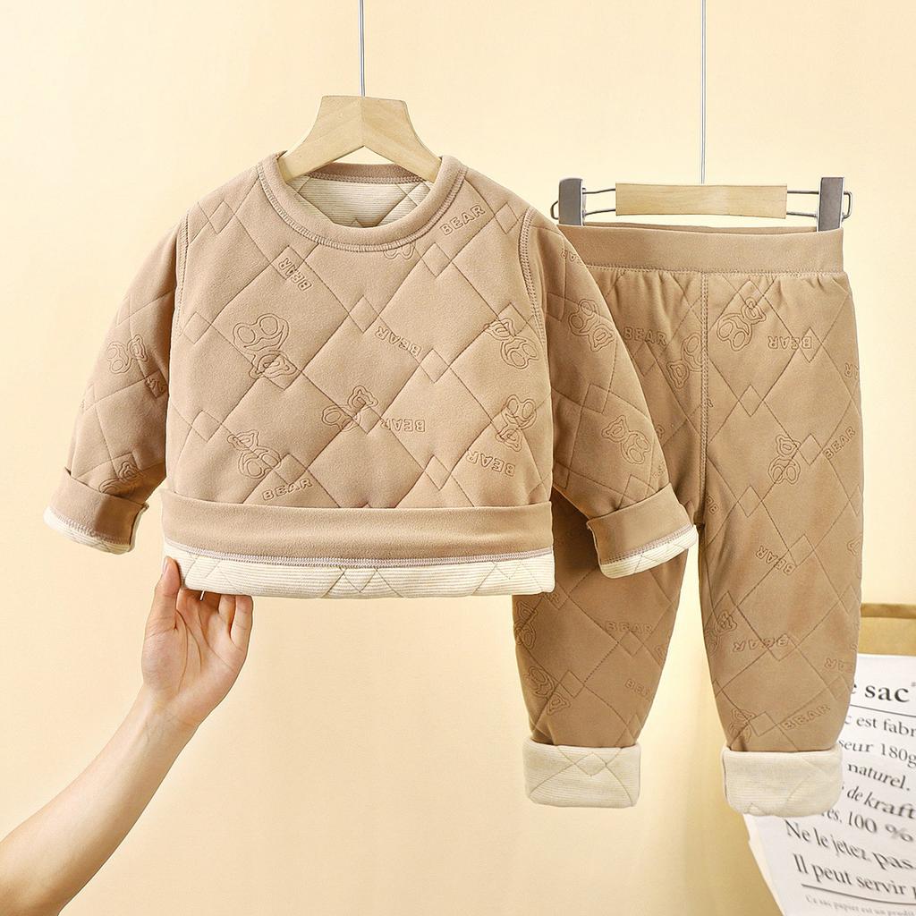 Children's School Uniform Artifact Autumn and Winter Three-layer Quilted Cotton Boys' Cotton Jacket with Thick Velvet Lining and Girls' Cotton Jacket