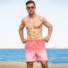 Men Beach Shorts Gradient Contrast Color Drawstring Elastic Waist Casual Daily Wear Pockets Thin Knee Length Summer Shorts Men Vacation Shorts