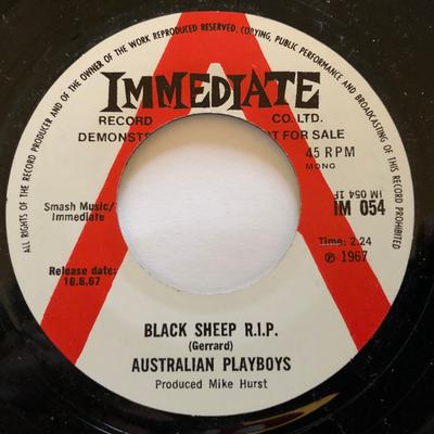 7inch Record AUSTRALIAN PLAYBOYS  Black Sheep R.i.p. IM054 IMMEDIATE Europe Rock Used