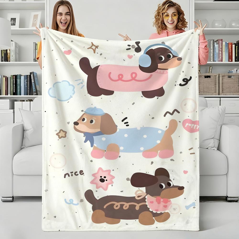 Animal D-Dachshunds Throw Flannel Blanket Perfect for Sofa Office Bed Travel Sleep Read Relax Camping four season use