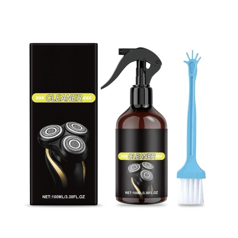 100ml Professional Electric Shaver Cleaner Sprayer Electric Shaver Cleaning Solution with Brush Lubricating Rust Prevention 1