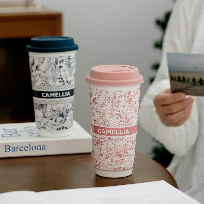 National Trend Style Ceramic Casual Cup Niche Design Cup Office Home Coffee Milk Cup Portable Cup