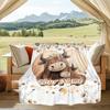 1PC Custom Name Love Highland Cows Outdooor Flannel Blankets Patterns Throw Blanket All-Season Soft Gift for Couch, Bed, Camping Gifts