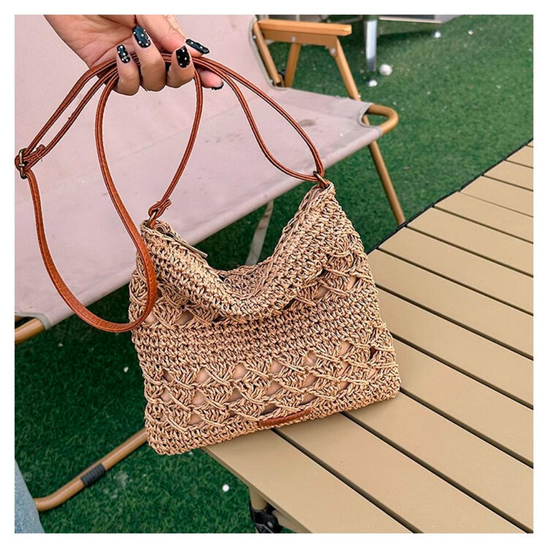 

Сумка для вязания Super Fire, новая сумка через плечо Advanced Sens, популярная сумка через плечо с плетеной соломкой, ширина 24 см, высота 22 см, толщина 2 см хаки