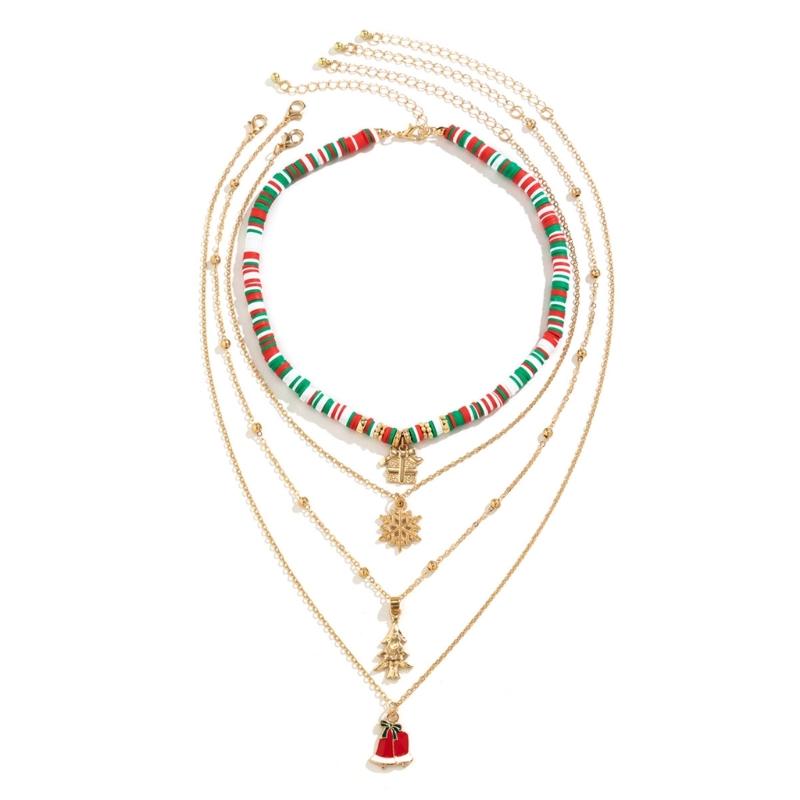 Christmas Beaded Necklace Trendy Pendant Clavicle Chain Trendy Neck Jewelry Gift for Holiday Party Occasion & Daily Wear