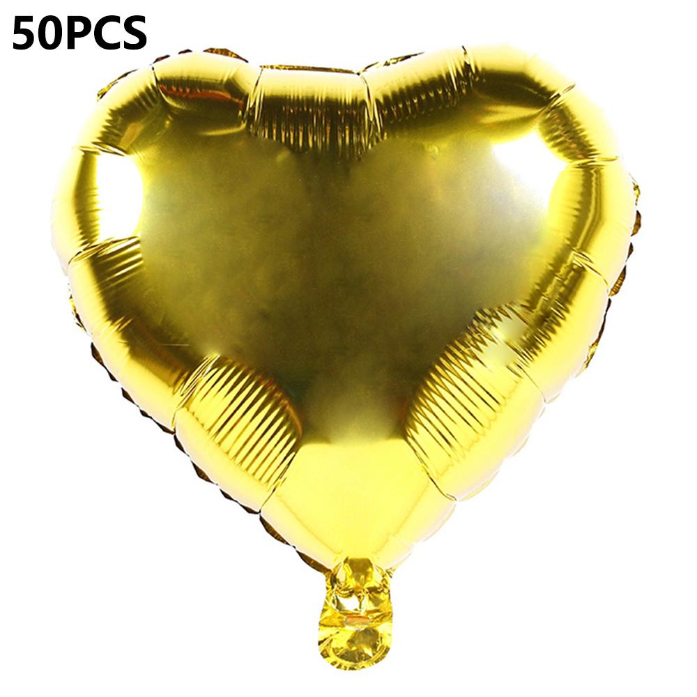 PJ-Q11 50Pcs 44cm Colorful Heart Shape Aluminum Foil Balloons Inflatable Balloons for Birth Wedding Birthday