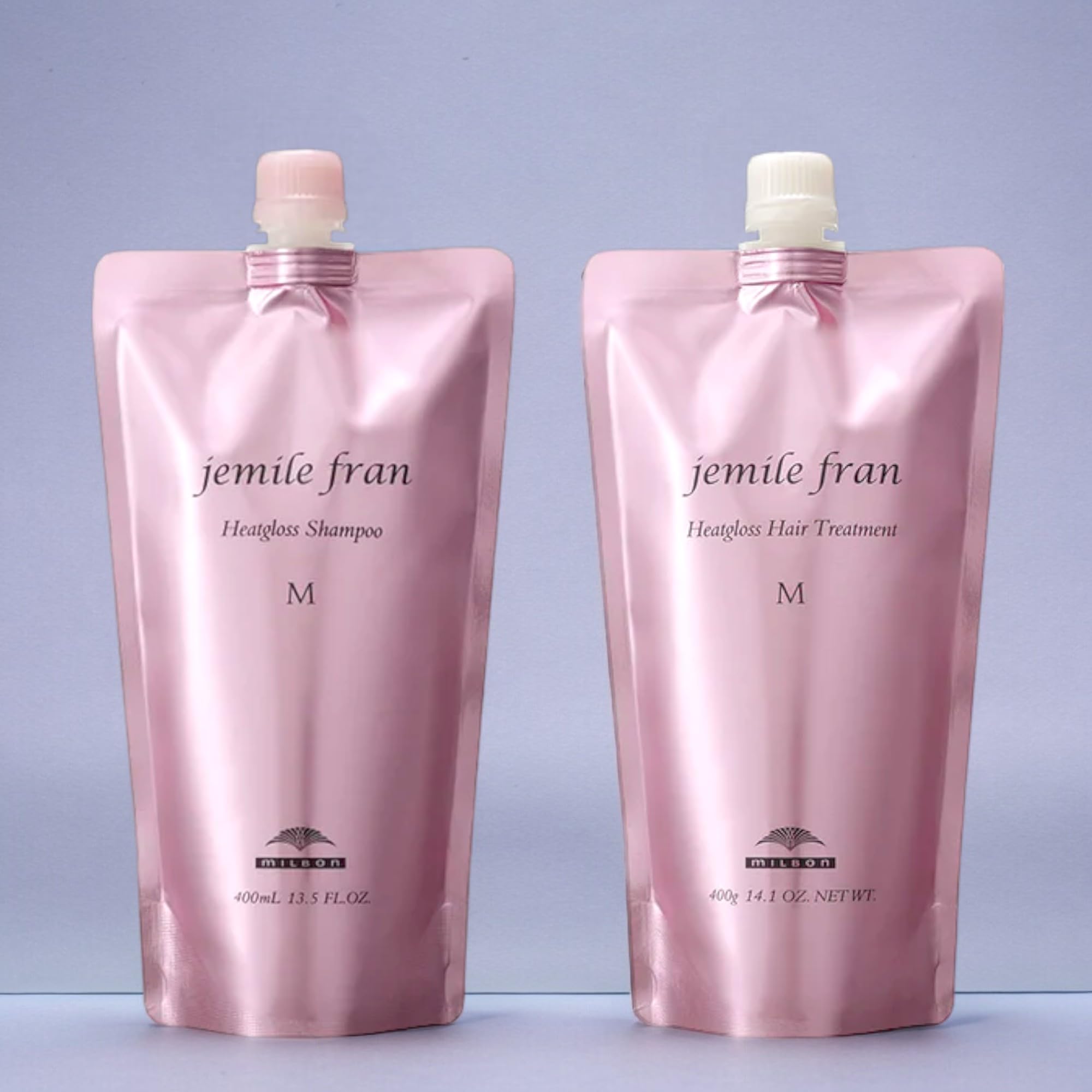

[Refill Set] Milbon Jemile Fran Heat Gloss M Shampoo 400mL Treatment 400g