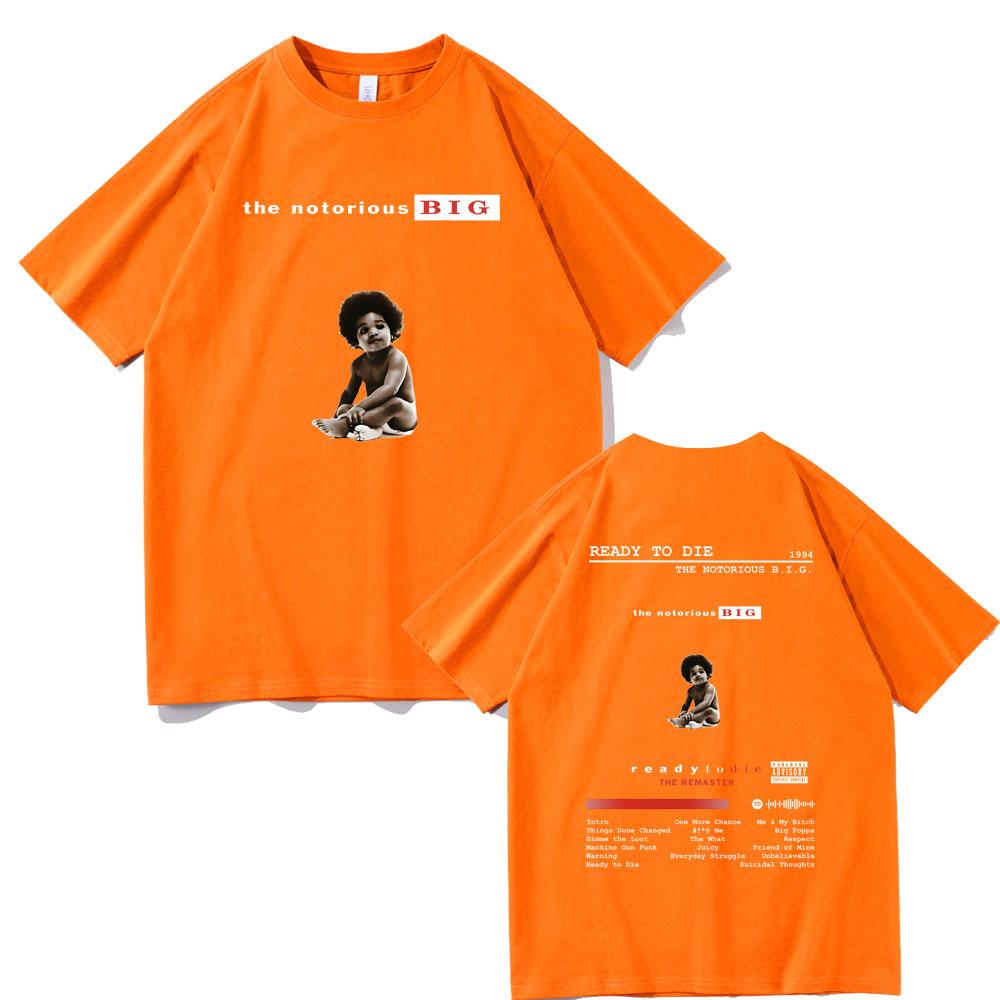 The Notorious Big Double Sided Print T Shirt Rapper Biggie Smalls Ready To Die Hip Hop Oversized T-shirts Men's Vintage Tshirt