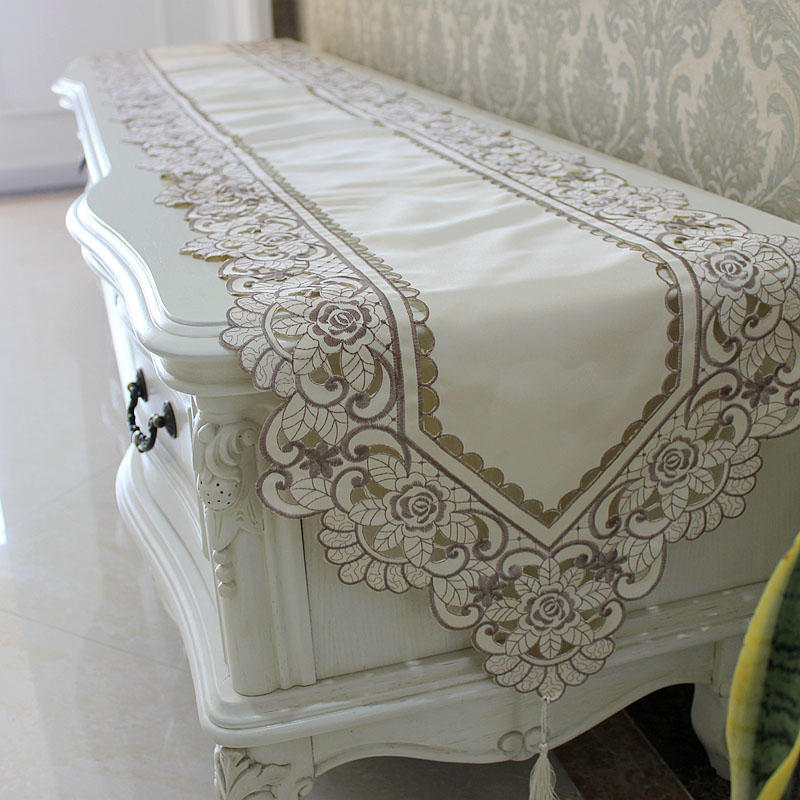Fashion Waterproof Table Cloth Hollow Embroidered Pattern Pastoral Style Home Hotel Elegant
