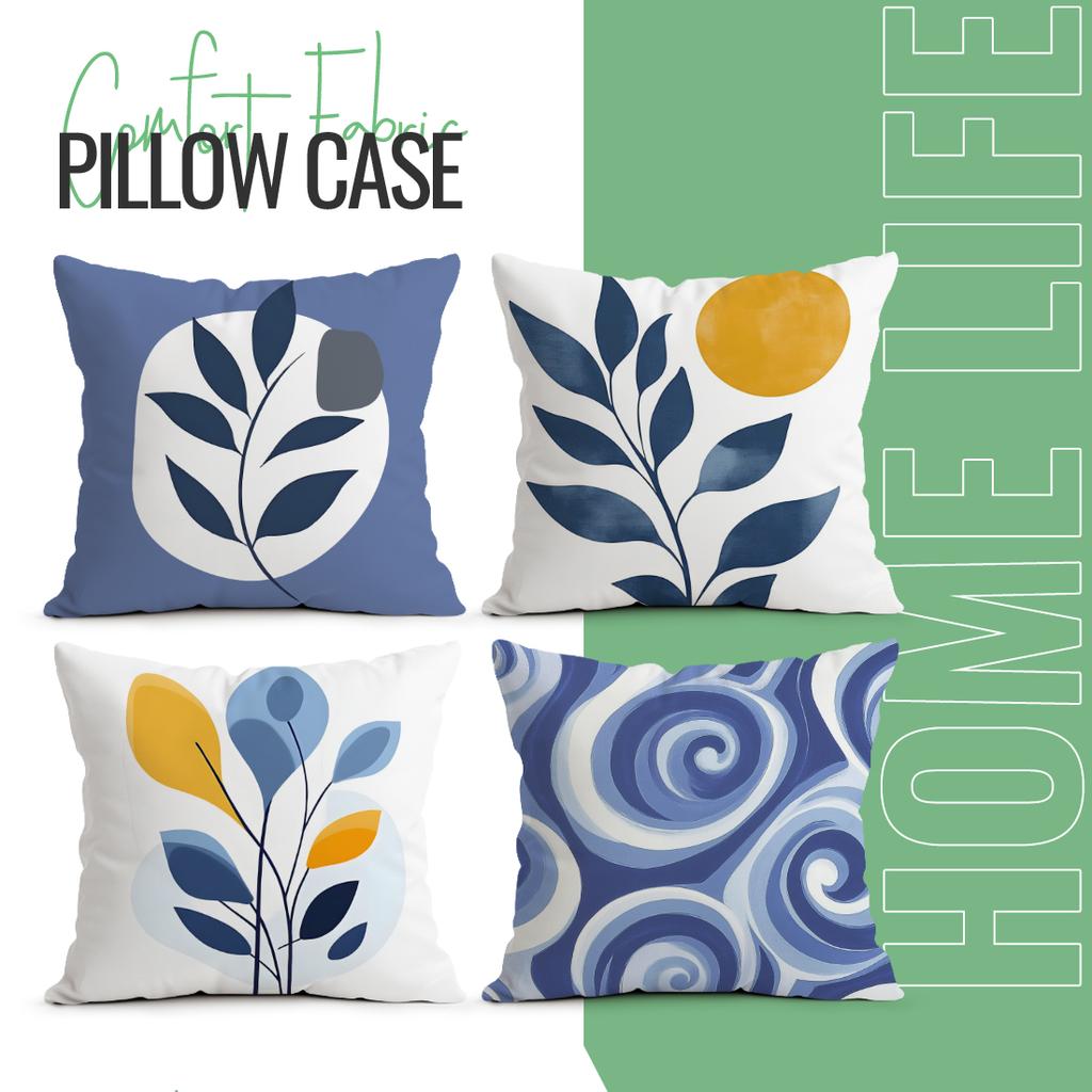 Simple Blue Geometric Pillowcase Printed Polyester 40/45/50Cm Throw Pillowcover Decorative Sofa Cushion Pillowslip Home Decor