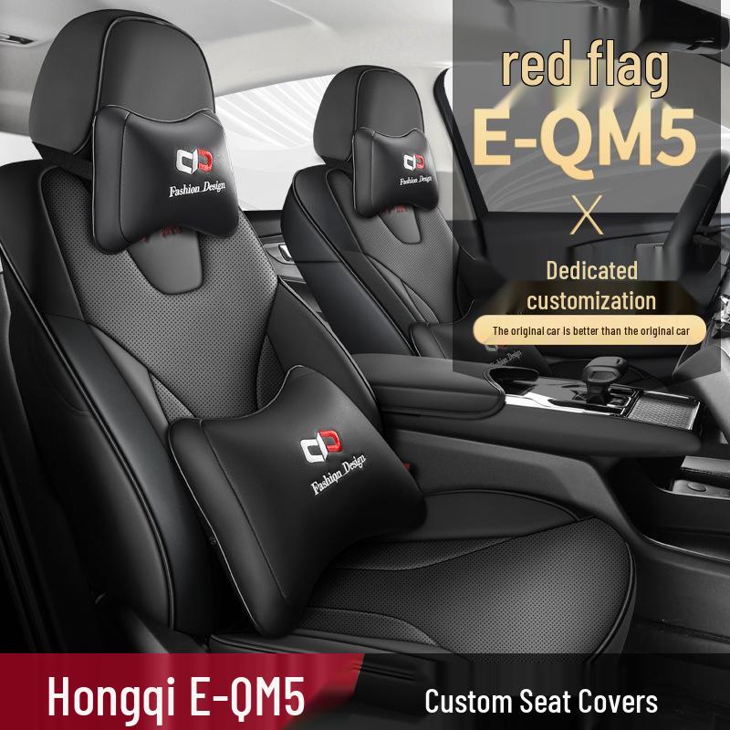 QQG Sport Leather Seat Cushion for FAW Hongqi E-QM5 - All-Season Full Wrap Cover