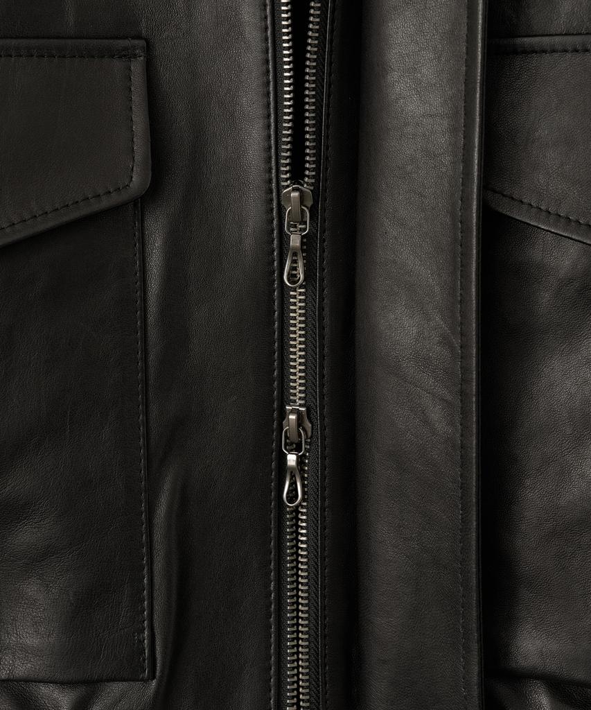 ANOTHER OFFICE Lambskin Stand-Collar Blouson (Black)