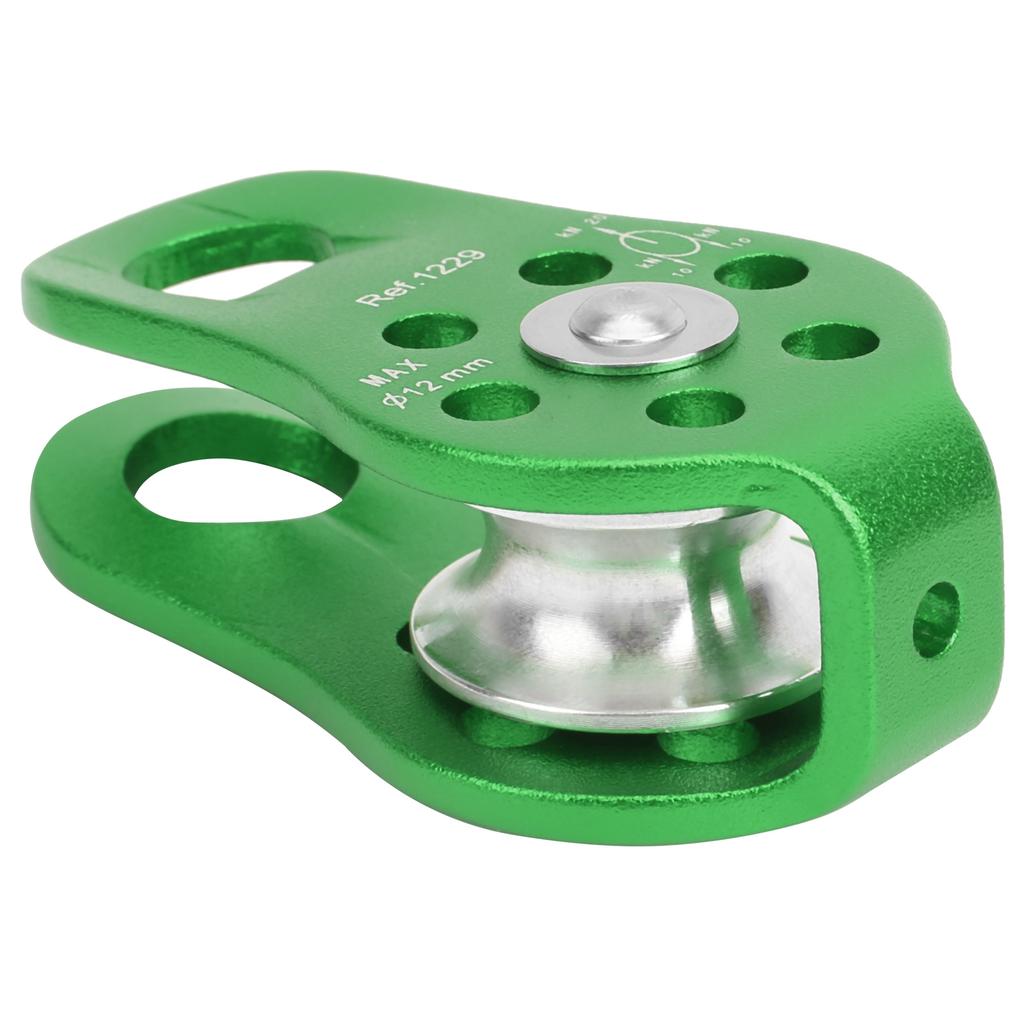 20KN Outdoor Kleine Kletterrolle Aluminium Mikro Festseitenrollen für Luftarbeit Grün